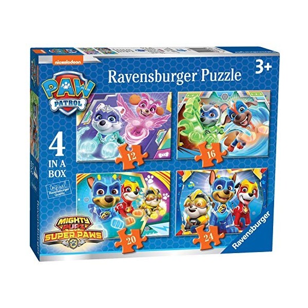 Ravensburger Puzzles Paw Patrol Mighty Pups 10,2 Cm 12, 16, 20, 24 Pièces Pour enfants à Partir de 3 Ans, 3029, Multicolore