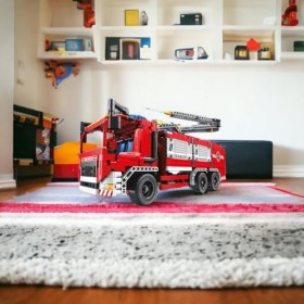 Think Gizmos TG901 Camion Pompiers Kit Jeux Construction – Construisez Votre Véhicule de Secours avec 1288 Pièces et Un Lance