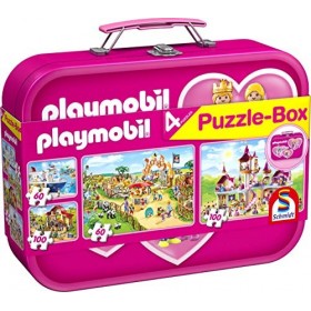 Schmidt Spiele - 56498 - Playmobil - Pink - Coffret de puzzles - 2 x 60 - 2 x 100 pièces