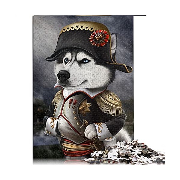 1000 Pièces Puzzle Husky Chien Empereur Napoléon Puzzles pour Puzzles en Carton Apprentissage Jouet Éducatif Taille 26x38cm 