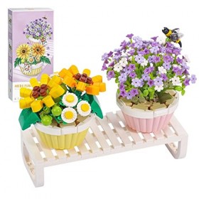 Kit de construction de plantes bonsaï en forme de fleur, kit de construction créatif à faire soimême, mini particules botaniq