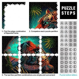 Puzzles 1000 pièces Puzzle Tigre pour Adultes Puzzles en Carton Jeux Éducatifs pour Adultes et Enfants Taille 26x38cm 