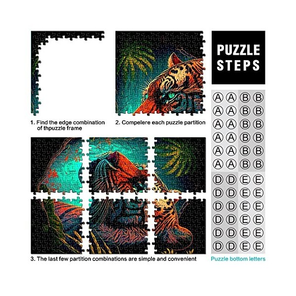 Puzzles 1000 pièces Puzzle Tigre pour Adultes Puzzles en Carton Jeux Éducatifs pour Adultes et Enfants Taille 26x38cm 
