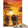 Puzzles 1000 pièces Éléphants Afrique Coucher de Soleil Puzzles Amusants Puzzles en Carton pour Adultes Puzzles 1000 pièces P