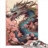 Puzzles Dragon Japonais Cerise 1000 pièces Puzzles Premium 100% Planche recyclée pour Adultes Enfants de 14 Ans et Plus Jeu d