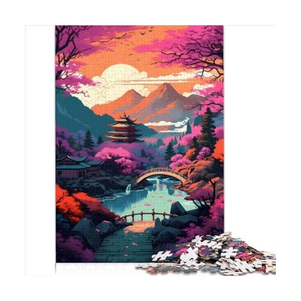 Puzzles Dragon Japonais Cerise 1000 pièces Puzzles Premium 100% Planche recyclée pour Adultes Enfants de 14 Ans et Plus Jeu d