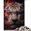 Puzzles pour Adultes Tigres Blancs de feu Rouge Adultes Puzzle 1000 pièces pour Adultes Enfants Puzzles en cartonGrand Cadeau