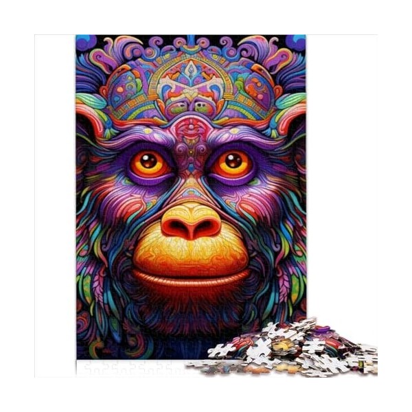 Puzzles pour Adultes, Puzzle Singe coloré pour Adultes, Puzzles en Carton 1000 pièces, Convient aux Adultes, Enfants, Apprent