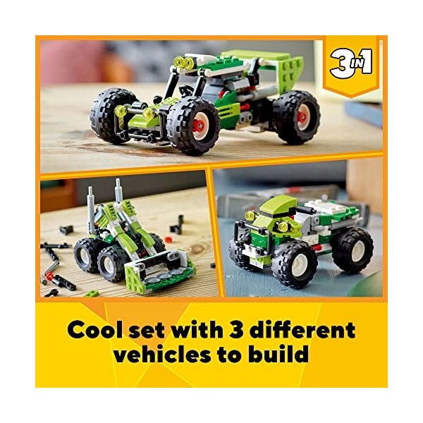 LEGO Creator 3in1 Off-Road Buggy 31123 Building Kit. Build a Buggy Toy and Rebuild It into a Skid Loader or ATV All-Terrain 