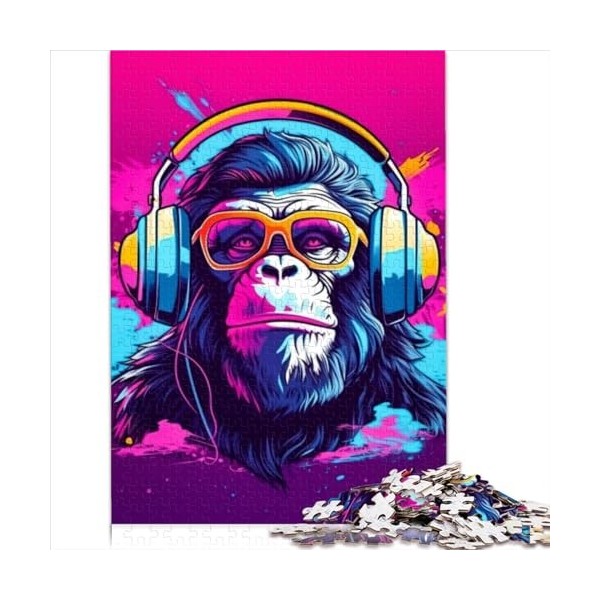 Singe DJ Puzzles drôles Puzzle de 1000 pièces Jeux éducatifs Puzzles en Carton pour Adultes Puzzles de 1000 pièces Liste de s