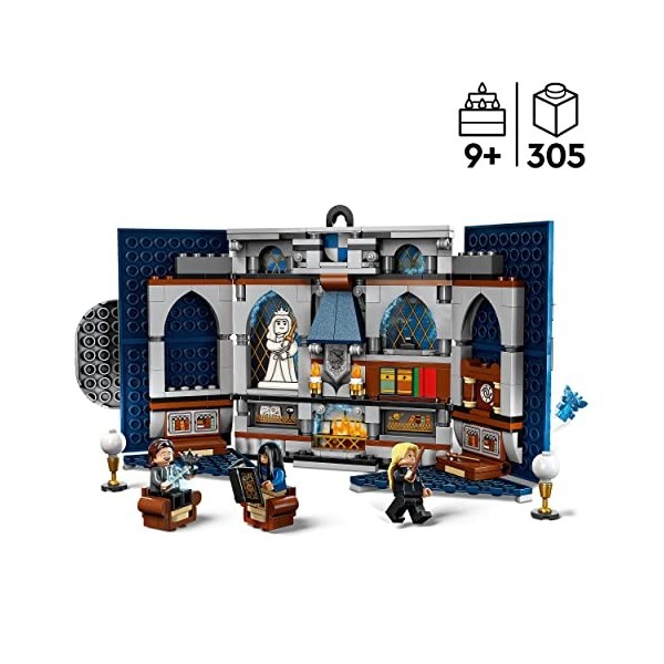 LEGO 76411 Harry Potter Le Blason de la Maison Serdaigle, Jouet avec 3 Minifigurines et Diadème, Décoration Murale Salle Comm