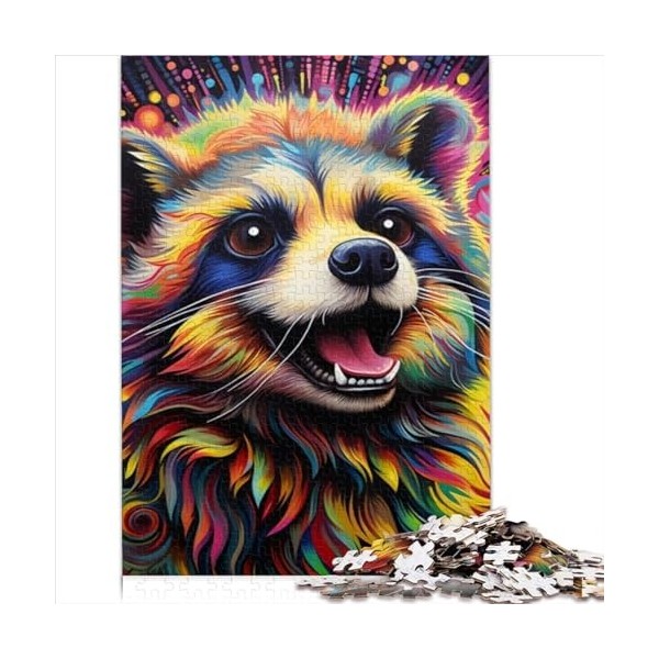 1000Piece Puzzle Psychedelic Animal Raccoon Puzzling for Gift Premium Recycled Board Teens Kids Birthday Present, Gifts for A