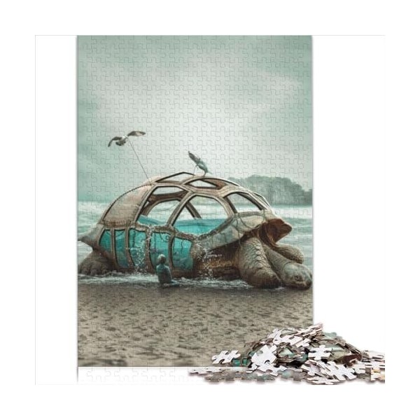 Puzzles pour Adultes Tortue sur la Plage Adultes 1000 pièces Puzzle Cadeaux pour Adultes Cadeaux Jeu intellectuel 1000 pièces