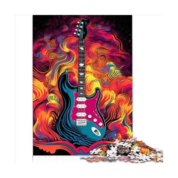 Puzzles pour Adultes Guitare Feu et Le Puzzle 1000 pièces pour Adultes Puzzles en Carton pour Adultes et Enfants Puzzle Famil