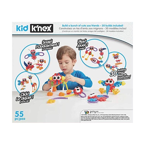 Kid KNEX 85700 30 Model Zoo Friends Building Set, Kids Craft Set with 55 Pieces, Educational Toys for Kids, Fun and Colourfu