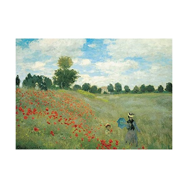 Puzzles pour Adultes 1000 pièces Coquelicots à Argenteuil de Claude Monet 70 x 50 cm Puzzles pour Adultes Jeu éducatif Challe