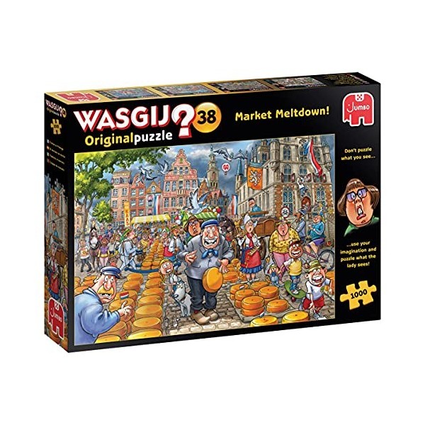 Jumbo Spiele- Wasgij Original 38 Adulte-1000 Pièces-Market Meltdown-Utilise Ton Imagination pour Assembler Puzzle, 25010, Mul