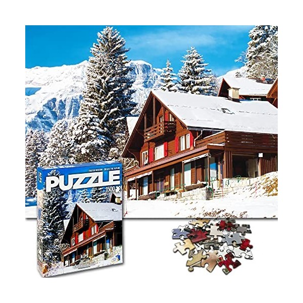 Universal Castle Puzzle Adulte 1500 Pieces - Alps Switzerland - Puzzle Paysage XXL Monde Villes et Monuments Impossible Casse