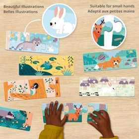 Janod Animaux et Les Empreintes-Boîte de 10 3 Pièces-Puzzle Enfant-Jeu dÉveil et Premier Age-Partenariat WWF-Dès 24 Mois, J0