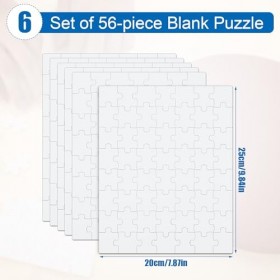 6 Feuilles Puzzle à Peindre pour Enfants, 20x25cm Puzzles Vierges 56 Pièces Puzzle Vierge Tous Les Puzzles Blancs Puzzles de 
