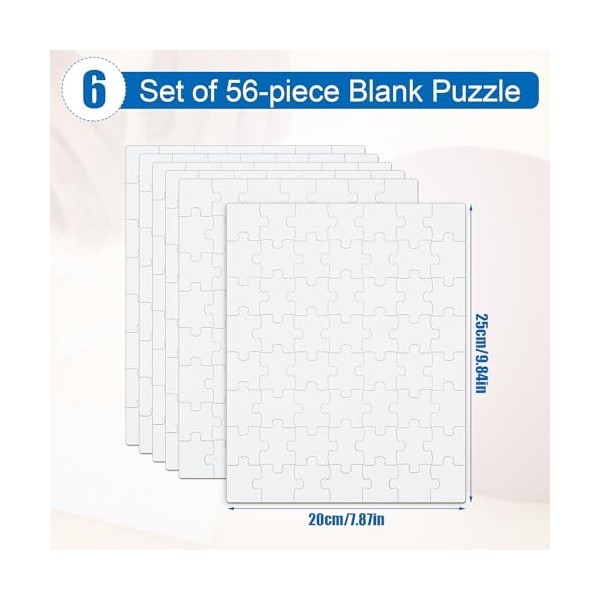 6 Feuilles Puzzle à Peindre pour Enfants, 20x25cm Puzzles Vierges 56 Pièces Puzzle Vierge Tous Les Puzzles Blancs Puzzles de 