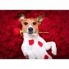 Lsping puzzle 1000 pièces adultes animaux Chiens Roses Jack Russell Terrier Red Petals Glance 50x70cm