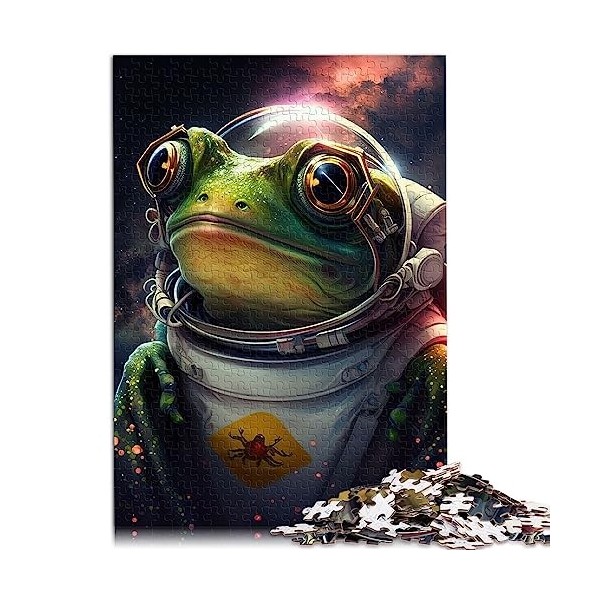 Jigsaw Puzzle for Kids Grenouille Astronaute de lespace 500Piece Jigsaw Wood Jigsaw Jigsaw Puzzle Jeu difficile19.7 x 20.47"