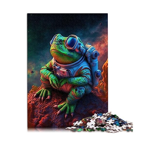 Jigsaw Puzzle for Kids Grenouille Astronaute de lespace 500Piece Jigsaw Wood Jigsaw Jigsaw Puzzle Jeu difficile19.7 x 20.47"