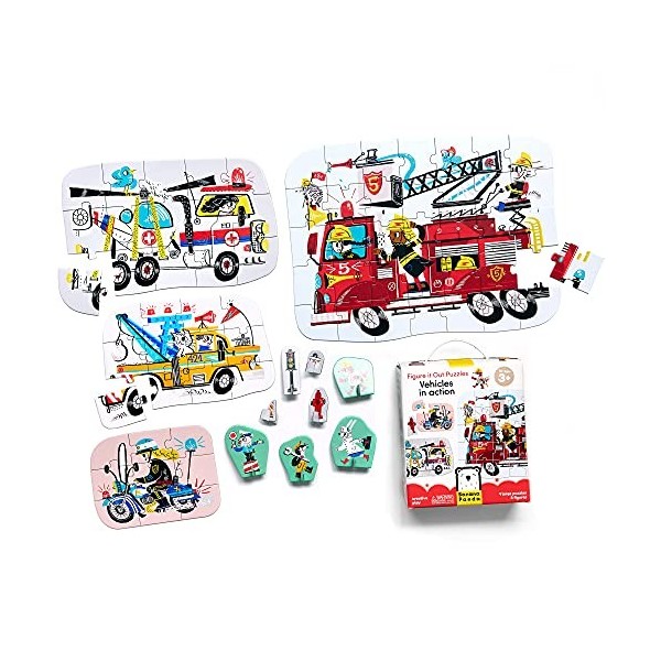 Banana Panda 49031 Puzzle Vehicles en Action Puzzle Multicolore