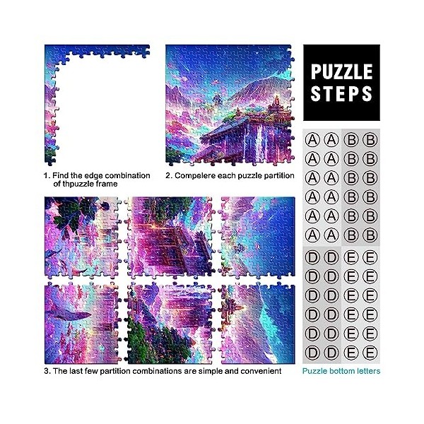 Puzzle de Chute deau pour enfantsPuzzle en Bois pour Adultes 500 pièces Puzzle Cadeaux Famille Puzzle Jeu 19,7 "x 20,47" / 3