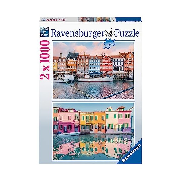Ravensburger - 2 x Puzzle 1000 pièces - Maisons colorées - 80713 - Pour adultes et enfants dès 14 ans - Premium Puzzle de qua
