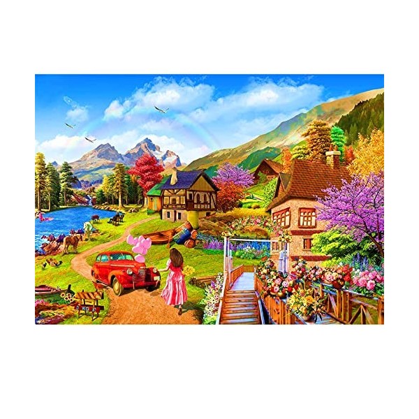 Huadada Puzzle 1000 pièces - Puzzle pour adultes et enfants - Puzzle pour enfants - Puzzle éducatif - Maison au bord du lac -