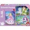Schmidt Spiele- Meerjungfrau Princesse, fée et sirène, Puzzle pour Enfants 3x48 pièces, 56376, Coloré