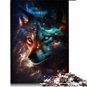 Puzzle 1000 Pièces Puzzle Loup Nébuleuse pour Adultes Puzzles en Carton Décoration dintérieur （Taille 26x38cm）