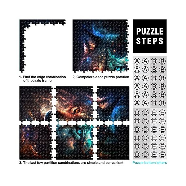 Puzzle 1000 Pièces Puzzle Loup Nébuleuse pour Adultes Puzzles en Carton Décoration dintérieur （Taille 26x38cm）