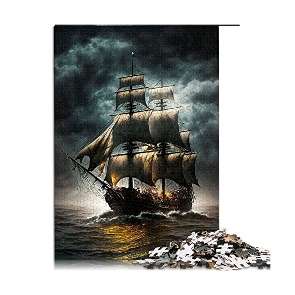 Puzzles pour Adultes 1000 pièces Bateau Pirate Puzzles pour Adultes Puzzles en Carton Jouet Jeu intellectuel （Taille 26x38cm）