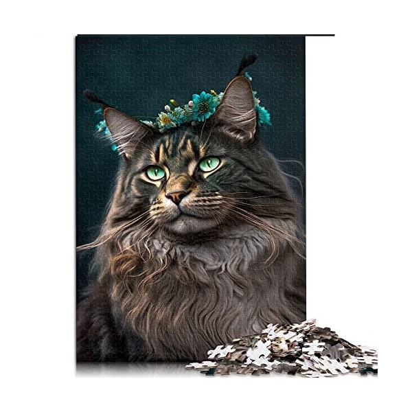 Puzzle 1000 pièces Maine Coon Puzzles pour Adultes Puzzles en Carton Difficiles à compléter mais Amusants et Humoristiques （T