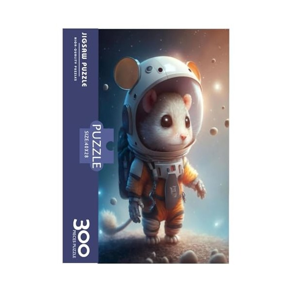 Puzzles pour Adultes 300 pièces Astronaute Space Mouse Puzzles pour Adultes Enfants Puzzles en Bois Adultes Puzzles Cadeaux F