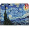 Educa - La Nuit étoilée, Vincent Van Gogh | Puzzle de 1000 pièces | Mesure approximative: 68 x 48 cm | Inclut Fix Puzzle pour