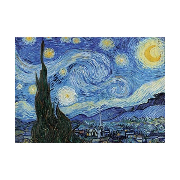 Educa - La Nuit étoilée, Vincent Van Gogh | Puzzle de 1000 pièces | Mesure approximative: 68 x 48 cm | Inclut Fix Puzzle pour