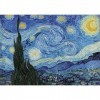 Educa - La Nuit étoilée, Vincent Van Gogh | Puzzle de 1000 pièces | Mesure approximative: 68 x 48 cm | Inclut Fix Puzzle pour