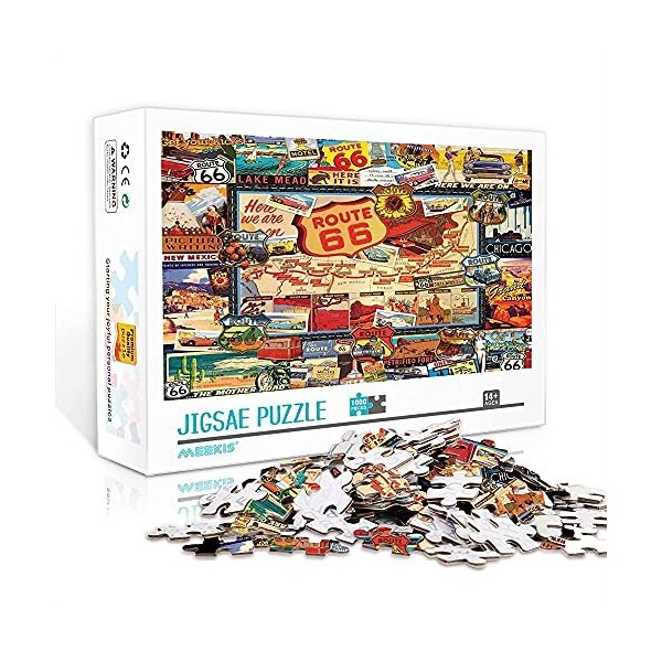 TTbaoz Teens 1000 Piece Jigsaw Puzzle Route 66 Baishan Adultes 1000 Piece Jigsaw Puzzle Artwork Jigsaws Cadeaux de Bricolage 