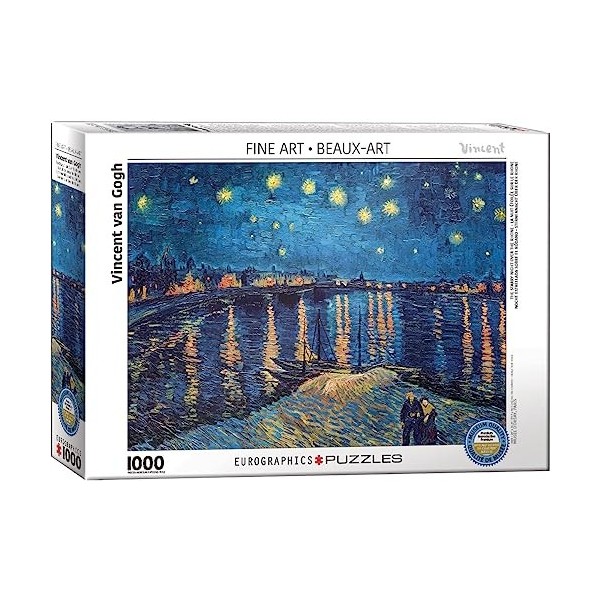 EuroGraphics Puzzle 1000 pièces : Nuit étoilée sur Le Rhône, Van Gogh