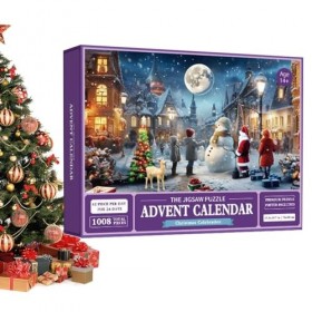 Weatail lNoël,24 pièces Puzzle Noël 1008 pièces dans 24 boîtes | Célébration Noël au Coin du feu Vacances pour Adultes et