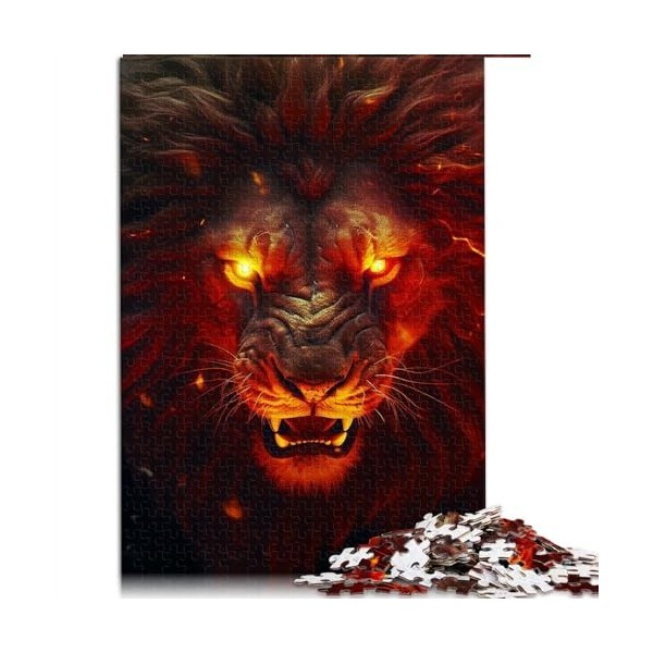 Puzzles pour Adultes Lions de Feu Rouges Puzzle 1000 pièces pour Adultes et Enfants Puzzles en Carton Cadeaux de Noël Taille 