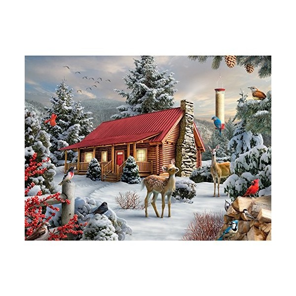 Bits and Pieces 1000 Piece Jigsaw Puzzle pour Adultes New Friends 1000 Pc Winter Cabin Jigsaw par LArtiste Alan Giana