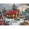 Bits and Pieces 1000 Piece Jigsaw Puzzle pour Adultes New Friends 1000 Pc Winter Cabin Jigsaw par LArtiste Alan Giana