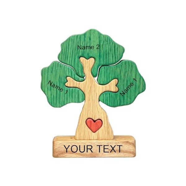 Cadeau personnalisé pour la famille Arbre en bois Puzzle familial Texte dart personnalisé avec nom de famille Puzzle en form
