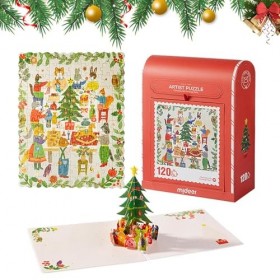 Puzzles de Noël pour les | Puzzle dhiver sur le thème de Noël 120 pièces | Puzzle débutant pour garçons et filles âgés de 4 