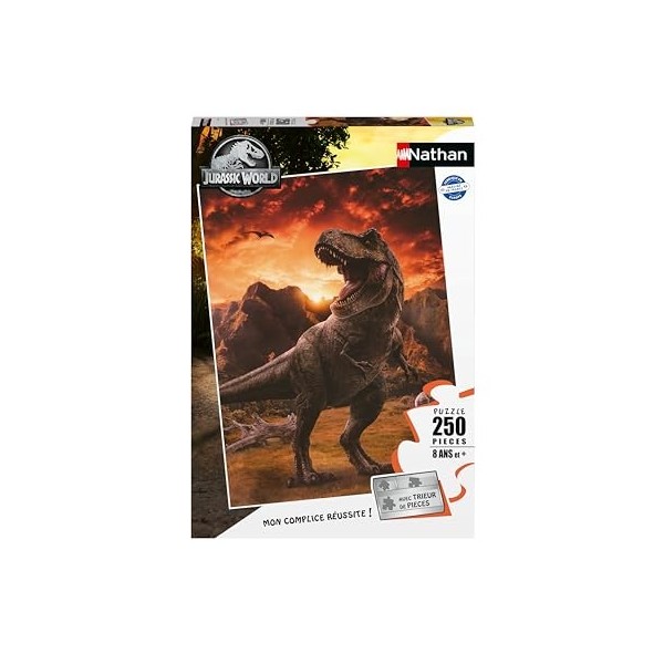 Nathan - Puzzle Enfant - 250 pièces - Le Tyrannosaurus Rex - Jurassic World 3 - Filles ou garçons dès 8 ans - Puzzle de quali